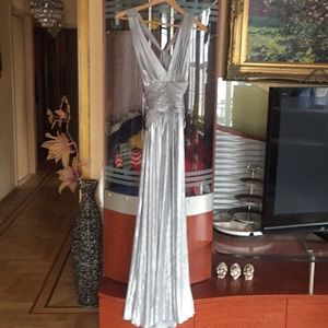 Metallic silver brand new gown dress Calvin Klein